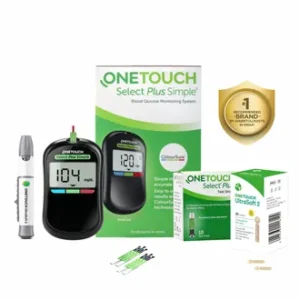 OneTouch Select Plus Simple Glucometer (Free 10 strips + Lancing Device + 25 Lancets), 1 Kit